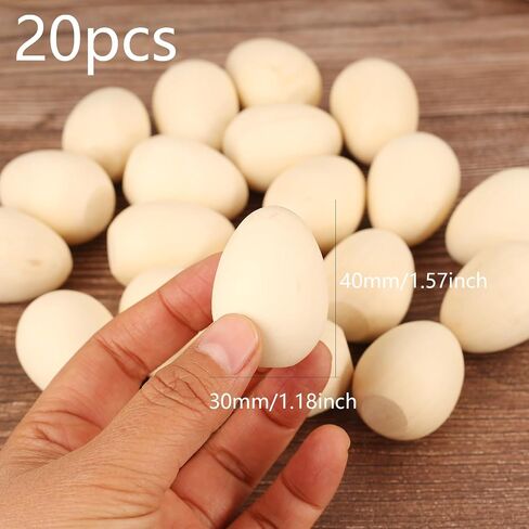 DAHI Wooden Fake Eggs-10pcs 2.4inch Smooth Standable Wooden Easter Eggs for Painting and Decorating(60 * 40mm) in Saudi Arabia