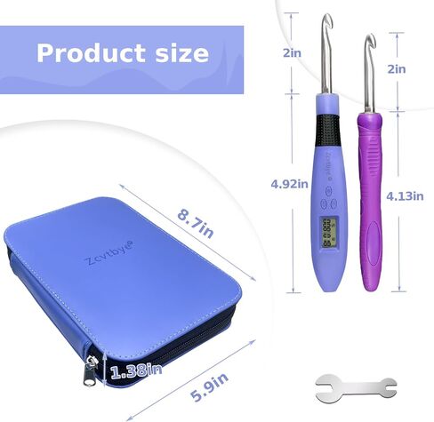 HCBZVV 22 أحجام مجموعة ربط الكروشيه ، إبر قابلة للتبديل 2MM-14MM ، وتضيء خطافات الكروشيه مع غرزة ومواد صف ، هدية كروشيه قابلة لإعادة الشحن للمبتدئين والكروشيات ذات الخبرة in Kuwait