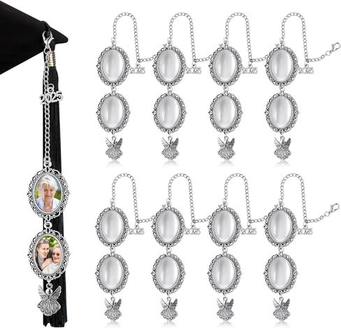 Sureio 8 PCS Cap Cap Memorial Photo Charm Tassel Charms لعام 2025 Cap Cap Cap Tassel Charm Memorial Photo Decorations Higds To the Cap Topper (Atique Gold ، Angel) in Kuwait