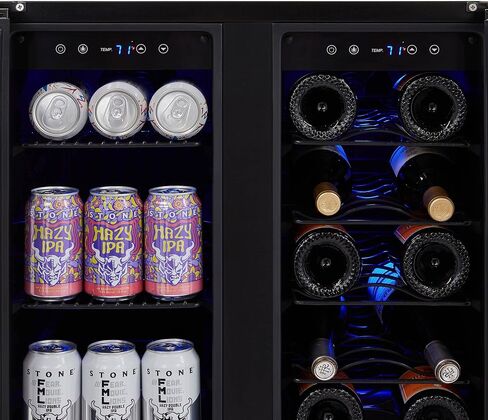 NewAir 15 Inch Wine and Beverage Refrigerator – 13 Bottles & 48 Cans Capacity – Black Stainless Steel Fridge with Glass Door, Dual Temperature Zone Wine Cooler, 37F-66F Digital Temperature Control in Saudi Arabia