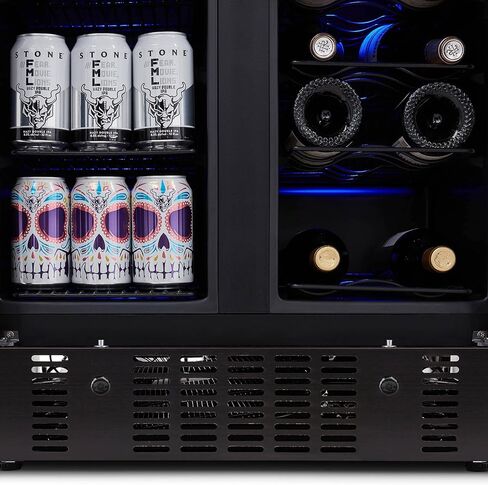 NewAir 15 Inch Wine and Beverage Refrigerator – 13 Bottles & 48 Cans Capacity – Black Stainless Steel Fridge with Glass Door, Dual Temperature Zone Wine Cooler, 37F-66F Digital Temperature Control in Saudi Arabia