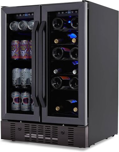 NewAir 15 Inch Wine and Beverage Refrigerator – 13 Bottles & 48 Cans Capacity – Black Stainless Steel Fridge with Glass Door, Dual Temperature Zone Wine Cooler, 37F-66F Digital Temperature Control in Saudi Arabia
