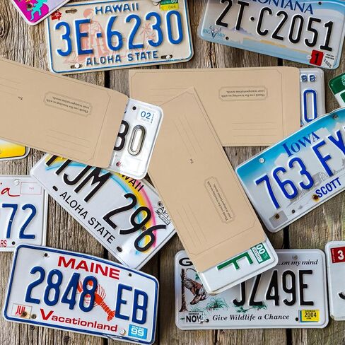 gisgfim 100 Pieces License Plate Envelopes with Self Seal Bulk 13 x 6-1/2 inch Brown Kraft Legal Size Pre-Printed Peel and Seal Mailing Envelopes for License Plate Business Documents in Kuwait