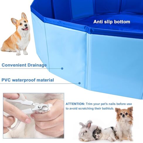Foldable Pet Swimming Pool, 32x8Inch PVC Bathing Tub Dog Pool, Portable Dog Bath Tub for Puppy Small Medium Dogs Cats in Saudi Arabia