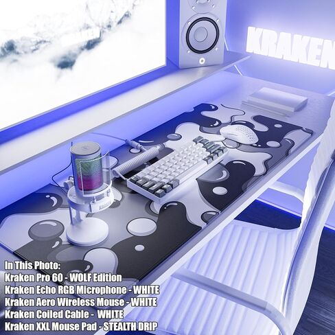 Kraken AERO - ماوس ألعاب لاسلكي Superlight، خفيف الوزن للغاية، لاسلكي خالٍ من التأخر، وضع مزدوج (2.4 جيجا هرتز + سلكي) متماثل، 26,000 نقطة في البوصة، PAW3395 متوافق مع جهاز الكمبيوتر/MAC (أسود) in Kuwait