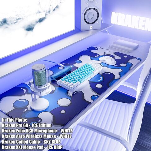 Kraken AERO - ماوس ألعاب لاسلكي Superlight، خفيف الوزن للغاية، لاسلكي خالٍ من التأخر، وضع مزدوج (2.4 جيجا هرتز + سلكي) متماثل، 26,000 نقطة في البوصة، PAW3395 متوافق مع جهاز الكمبيوتر/MAC (أسود) in Kuwait