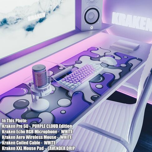 Kraken AERO - ماوس ألعاب لاسلكي Superlight، خفيف الوزن للغاية، لاسلكي خالٍ من التأخر، وضع مزدوج (2.4 جيجا هرتز + سلكي) متماثل، 26,000 نقطة في البوصة، PAW3395 متوافق مع جهاز الكمبيوتر/MAC (أسود) in Kuwait