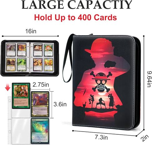 400 Pockets Trading Card Binder for One Piece Cards,Portable Waterproof Card Storage Bag with Removable Sleeves for Anime, Game and TCG Cards in Saudi Arabia