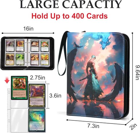 400 Pockets Trading Card Binder for One Piece Cards,Portable Waterproof Card Storage Bag with Removable Sleeves for Anime, Game and TCG Cards in Saudi Arabia