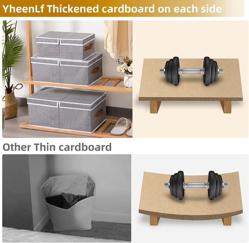 Storage Boxes with Lids, Foldable Blanket Basket, Linen Closet 0rganizers with Double Handles, Collapsible Cubes for Organizing, Grey, 3-Pack, 13 x 9.1 x 5.5 inch in Kuwait