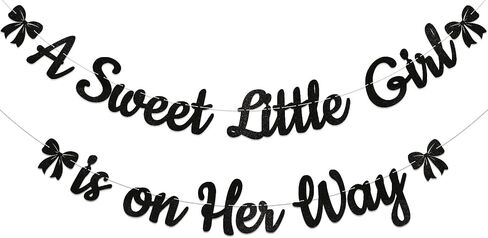 A Sweet Little Girl is on Her Way Banner - Pink Bow Baby Shower Decorations, Coquette Baby Shower Bunting Banner, Sweet Baby Girl Baby Shower Decorations Rose Gold Glitter in Saudi Arabia