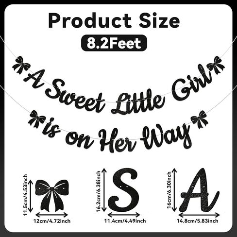 A Sweet Little Girl is on Her Way Banner - Pink Bow Baby Shower Decorations, Coquette Baby Shower Bunting Banner, Sweet Baby Girl Baby Shower Decorations Rose Gold Glitter in Saudi Arabia