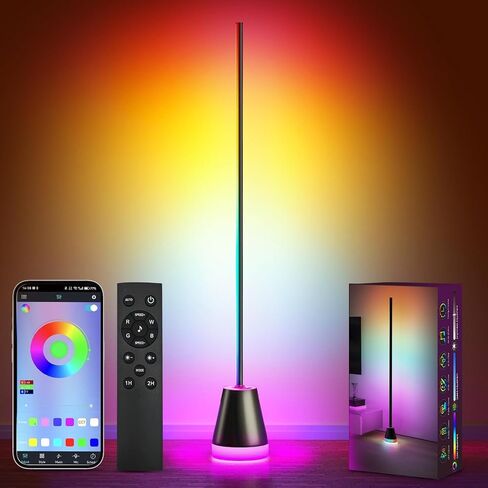 Keepsmile Smart RGB LED Corner Floor Lamp,172 LEDs Bright Standing Lamps for Living Room with APP and Remote,Modern Floor Lamp with Music Sync and 16 Million Colors, Ambient Lighting for Bedroom in Saudi Arabia