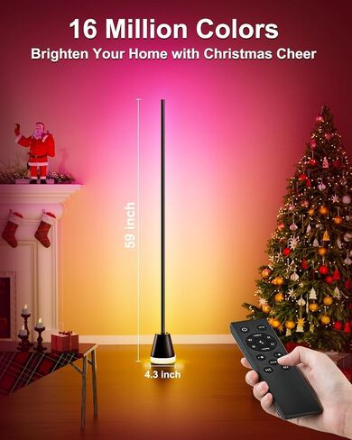 Keepsmile Smart RGB LED Corner Floor Lamp,172 LEDs Bright Standing Lamps for Living Room with APP and Remote,Modern Floor Lamp with Music Sync and 16 Million Colors, Ambient Lighting for Bedroom in Saudi Arabia