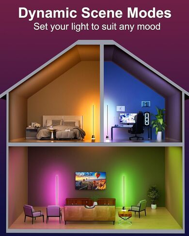 Keepsmile Smart RGB LED Corner Floor Lamp,172 LEDs Bright Standing Lamps for Living Room with APP and Remote,Modern Floor Lamp with Music Sync and 16 Million Colors, Ambient Lighting for Bedroom in Saudi Arabia