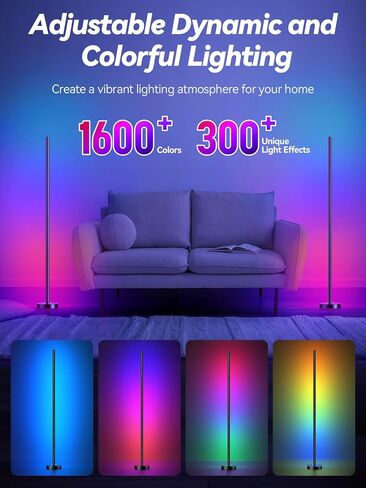 مصباح أرضية الزاوية ، مصباح زاوية LED مع التطبيق والتحكم عن بعد ، RGBICW 16 مليون ألوان DIY و 68+ مشهد ، مزامنة الموسيقى ، تغيير اللون الأذكياء الأذكياء لغرف المعيشة وغرف النوم وغرف الألعاب in Kuwait