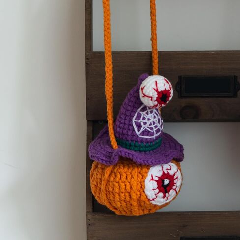 Finnacy Crochet Halloween Pumpkin Bag Kit for Beginners, 1 Pumpkin Bag Design, Learn to Crochet Set with Step-by-Step Video Tutorials Instructions, Yarn, Crochet Hook (Black) in Saudi Arabia