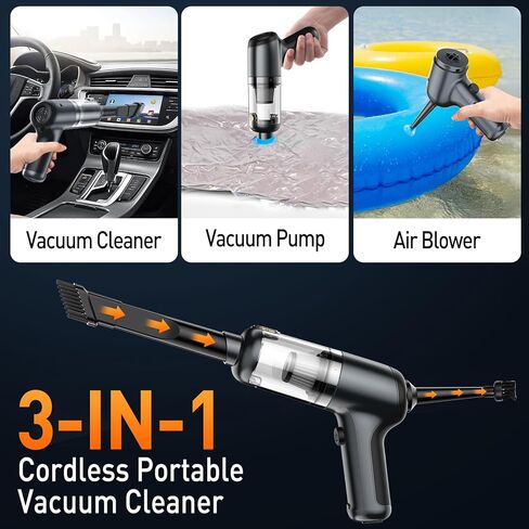 يكسينكس مكنسة كهربائية محمولة بدون سلك، مكنسة كهربائية صغيرة محمولة قابلة لاعادة الشحن بمنفذ USB مع نفخ 2 في 1 (ازرق) in Kuwait