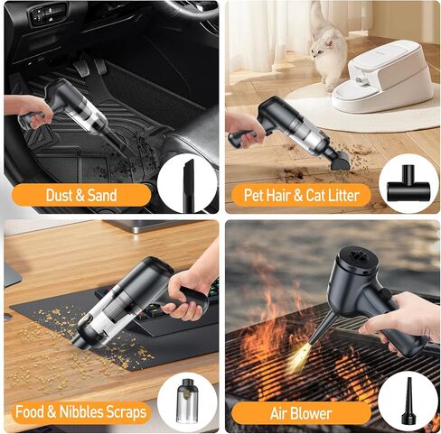 يكسينكس مكنسة كهربائية محمولة بدون سلك، مكنسة كهربائية صغيرة محمولة قابلة لاعادة الشحن بمنفذ USB مع نفخ 2 في 1 (ازرق) in Kuwait