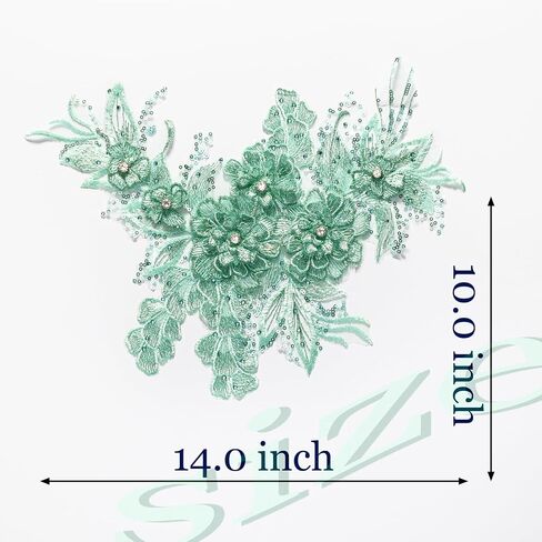 3D Embroidered Flower Fabric Beaded Rhinestones Pearl Lace Applique, DIY Patches Accessory for Wedding Dresses，Neckline Bodice Pants(Navy Blue) in Saudi Arabia