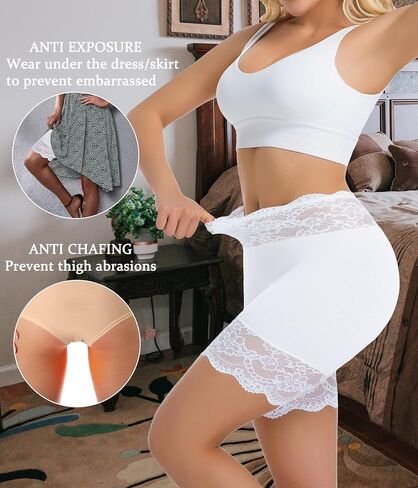 Hibluco Tummy Control Shapewear Lace Slip Shorts For Under Dresses Anti Chafe Women in Kuwait