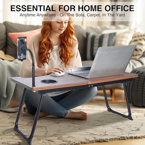 مكتب كمبيوتر محمول في السرير، طاولة مكتب من الخيزران قابلة للتعديل مع حامل كمبيوتر لوحي معقوفة للكمبيوتر المحمول والكمبيوتر اللوحي والهاتف وقراءة الكتب in Kuwait