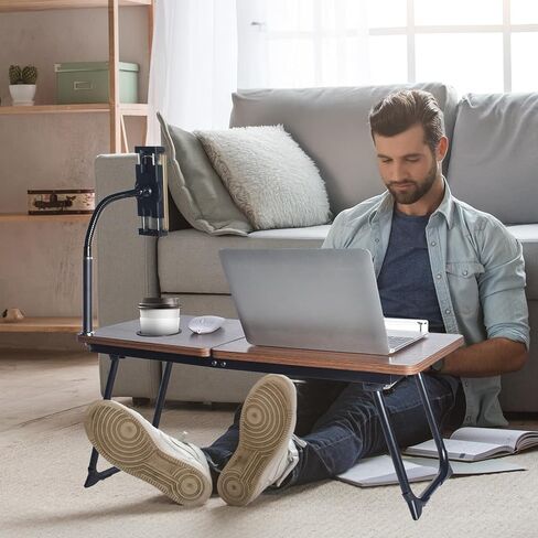 مكتب كمبيوتر محمول في السرير، طاولة مكتب من الخيزران قابلة للتعديل مع حامل كمبيوتر لوحي معقوفة للكمبيوتر المحمول والكمبيوتر اللوحي والهاتف وقراءة الكتب in Kuwait