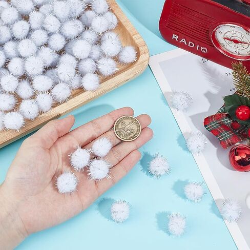 SUNNYCLUE 120Pcs Gold Glitter Pom Pom Sparkle Balls Crafts Bulk 20mm Fibre Soft Fluffy Decor Round Fuzzy Tinsel Ball Glitters Pompoms for DIY Art Crafting Cat Christmas Party Decorations Accessories in Kuwait