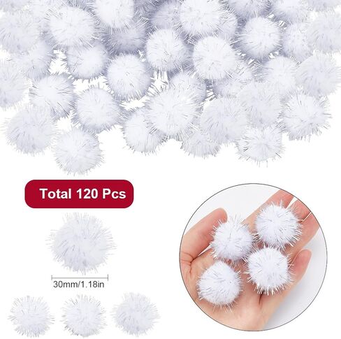 SUNNYCLUE 120Pcs Gold Glitter Pom Pom Sparkle Balls Crafts Bulk 20mm Fibre Soft Fluffy Decor Round Fuzzy Tinsel Ball Glitters Pompoms for DIY Art Crafting Cat Christmas Party Decorations Accessories in Kuwait