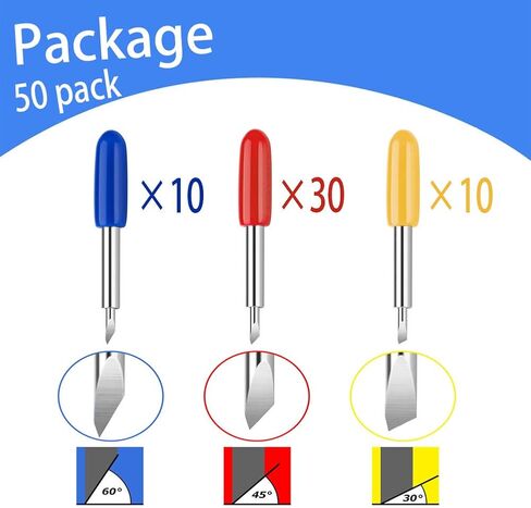 50 Pcs Replacement Blades Compatible with Explore 4/3/Air 2/Air/Air one/Maker/Maker 4/3/2 Cutting Machines - 10PCS Fine Point Blade, 30PCS Standard Blades and 10PCS Deep Point Blades in Kuwait