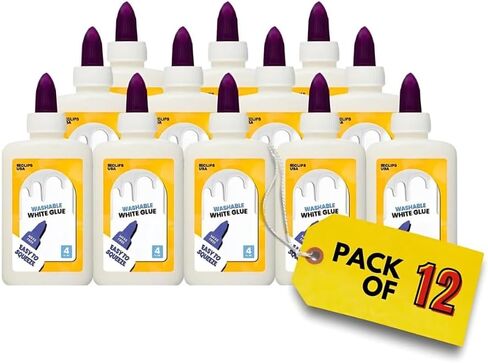 AUKSales Washable White Liquid Glue, 4oz (12 Count), Non-Toxic, Quick-Dry, Ideal for Slime, Arts & Crafts, School Supplies in Saudi Arabia