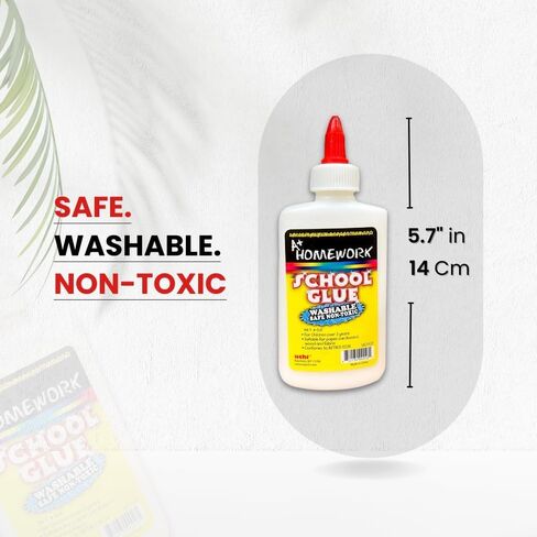 AUKSales Washable White Liquid Glue, 4oz (12 Count), Non-Toxic, Quick-Dry, Ideal for Slime, Arts & Crafts, School Supplies in Saudi Arabia