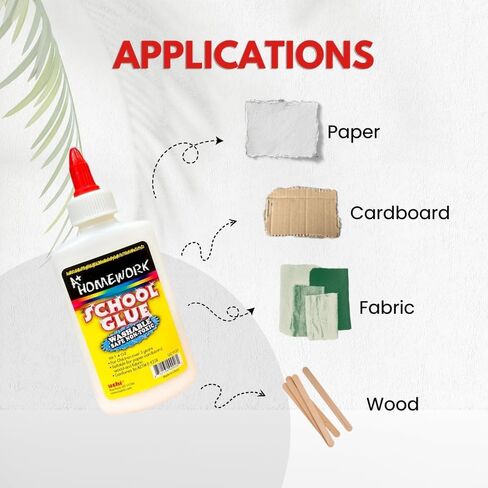 AUKSales Washable White Liquid Glue, 4oz (12 Count), Non-Toxic, Quick-Dry, Ideal for Slime, Arts & Crafts, School Supplies in Saudi Arabia