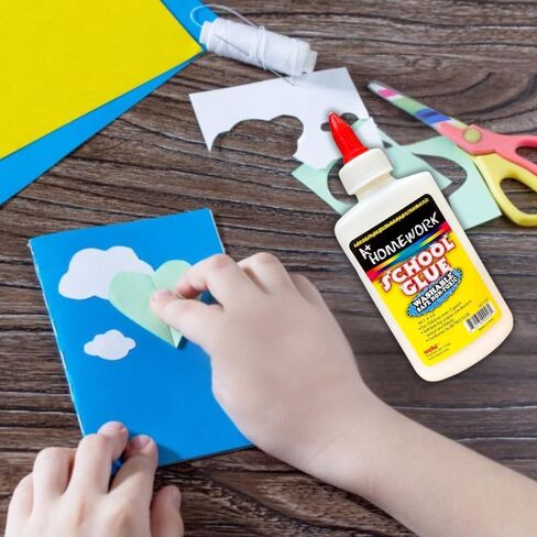 AUKSales Washable White Liquid Glue, 4oz (12 Count), Non-Toxic, Quick-Dry, Ideal for Slime, Arts & Crafts, School Supplies in Saudi Arabia