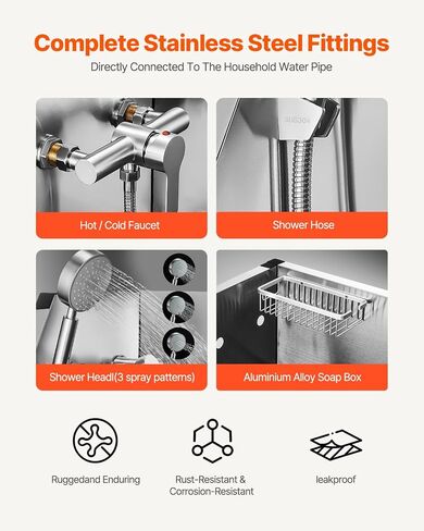 VEVOR Stainless Steel Dog Washing Station, Professional 50 inch Pet Grooming Tub w/Stairs, PE Water Filter Board, Faucet & Showerhead & Soap Holder Bathtub for Large & Medium & Small Pets (Left Door) in Kuwait