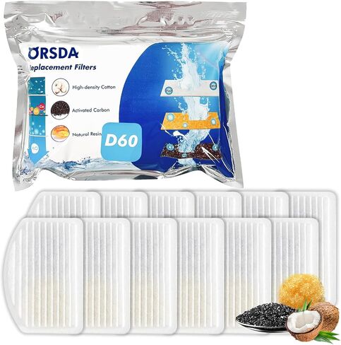 ORSDA Cat Water Fountain Filters, Pet Fountain Dog Water Dispenser, ONLY for D60 100oz/3L Automatic Cat Drinking Fountains (12pcs) in Saudi Arabia