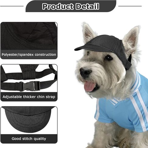 Dog Hat for Small Dogs and Medium Dogs Girl Boy Hats for Dogs Adjustable Dog Bucket Hat Puppy Sun Hat Spring Summer Pet Baseball Cap Doggy Visor (Black, Small(3-15lbs)) in Saudi Arabia