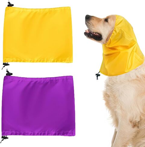 2 Pack Dog Bath Shower Cap, Dog Bathing Cap Waterproof Dog Ear Covers for Bath Ears Headband Snood Rain Hat Ear Wrap for Grooming (Pink+Yellow) in Saudi Arabia