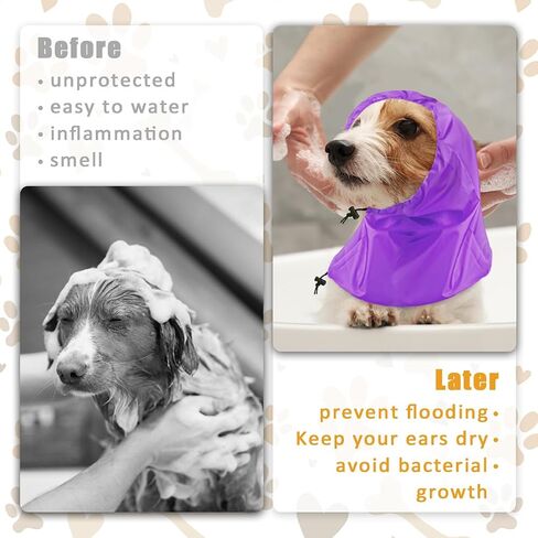 2 Pack Dog Bath Shower Cap, Dog Bathing Cap Waterproof Dog Ear Covers for Bath Ears Headband Snood Rain Hat Ear Wrap for Grooming (Pink+Yellow) in Saudi Arabia