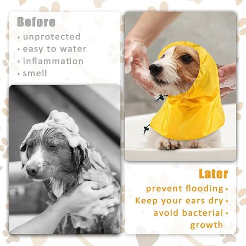 2 Pack Dog Bath Shower Cap, Dog Bathing Cap Waterproof Dog Ear Covers for Bath Ears Headband Snood Rain Hat Ear Wrap for Grooming (Pink+Yellow) in Saudi Arabia