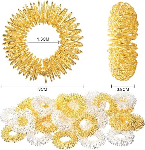 Blulu 30 Pack Spiky Finger Sensory Ring Gold Silver Acupressure Rings for Fingers Stress Relief Massager Toys for Teens Adults Silent Stress Reducer(3 cm/ 1.18 Inch) in Kuwait