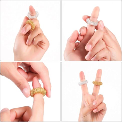 Blulu 30 Pack Spiky Finger Sensory Ring Gold Silver Acupressure Rings for Fingers Stress Relief Massager Toys for Teens Adults Silent Stress Reducer(3 cm/ 1.18 Inch) in Kuwait