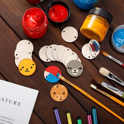 Bememo 1.5 Inches Circle Wooden Tags Birthday Board Tags with 2 Holes for Birthday Board DIY Crafts(100 Pieces) in Saudi Arabia