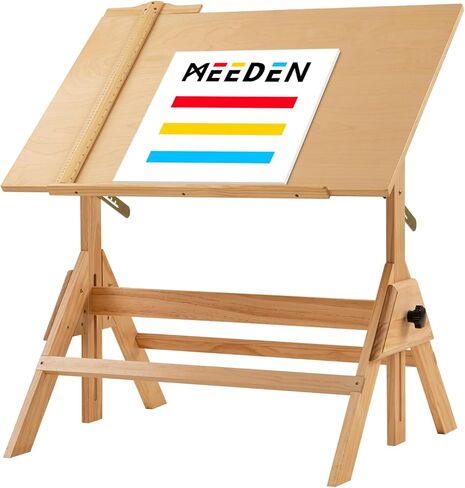 MEEDEN Wood Drafting Table & Stool Set,Artist Stool and Craft Table with Adjustable Height,Tiltable Tabletop for Artwork, Graphic Design, Reading, Writing in Saudi Arabia