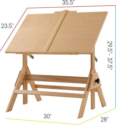 MEEDEN Wood Drafting Table & Stool Set,Artist Stool and Craft Table with Adjustable Height,Tiltable Tabletop for Artwork, Graphic Design, Reading, Writing in Saudi Arabia