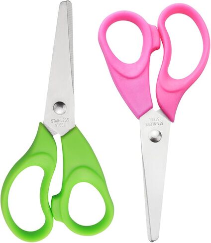 ANJOBIBI Kids Scissors, Blunt-Tip Scissors Stainless Steel Blades & plastic handle, Scissors for School or Crafting, Back to School Supplies,13.5cm, 2 Pack(BLUE+GREEN) in Saudi Arabia