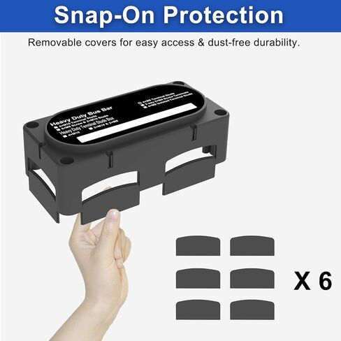 600A Bus Bar 12V Power Distribution Block with 3/8" (M10) 4-Posts Heavy Duty Terminals Block with Cover for Automotive, Marine, Battery System (Black) in Kuwait