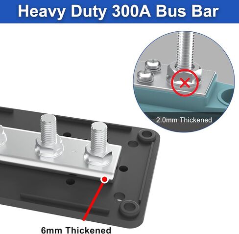 600A Bus Bar 12V Power Distribution Block with 3/8" (M10) 4-Posts Heavy Duty Terminals Block with Cover for Automotive, Marine, Battery System (Black) in Kuwait