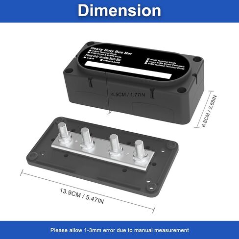 600A Bus Bar 12V Power Distribution Block with 3/8" (M10) 4-Posts Heavy Duty Terminals Block with Cover for Automotive, Marine, Battery System (Black) in Kuwait
