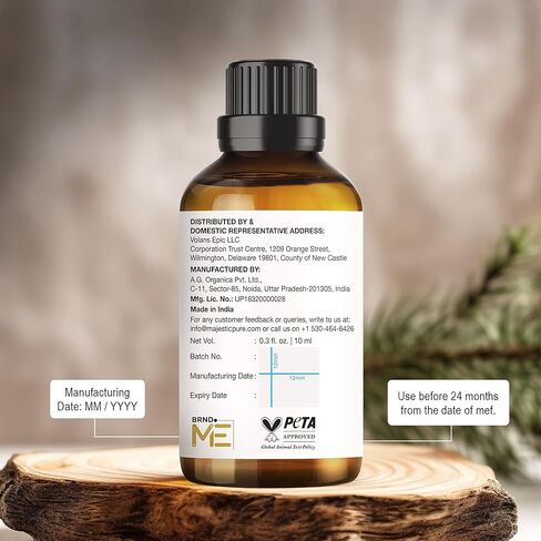 Majestic USDA Organic Lemongrass Essential Oil | 100% Organic Lemon Grass Oil | for Aromatherapy, Skin, Hair, Body, Massage, Diffuser, DIY Recipes| 0.33 fl oz in Kuwait